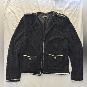 The Kooples Black Knit Jacket with White Accents